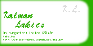 kalman lakics business card