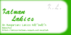 kalman lakics business card